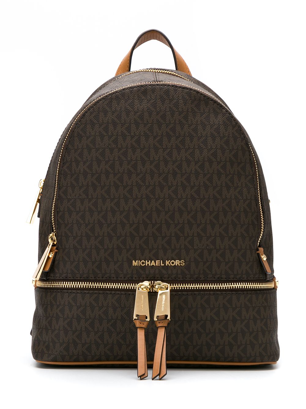 Michael Kors Rhea logo印花中号印花背包 - 褐色