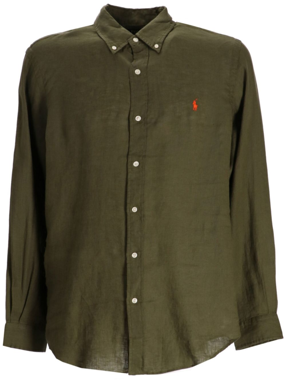 Polo Ralph Lauren 扣角领亚麻衬衫 - 绿色