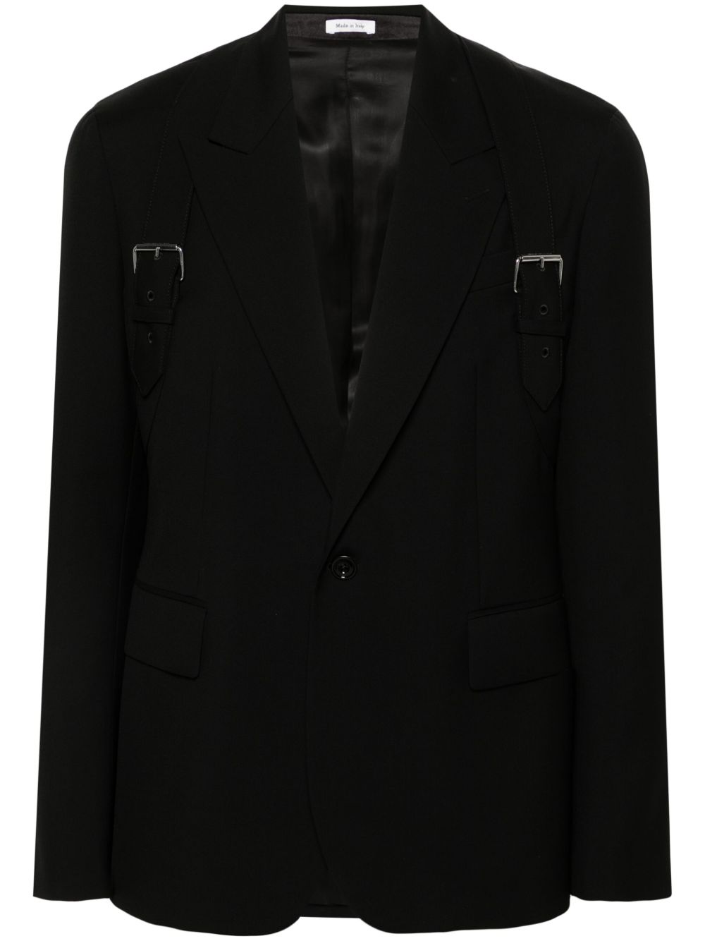Alexander McQueen 吊带单排扣西装夹克 - 黑色