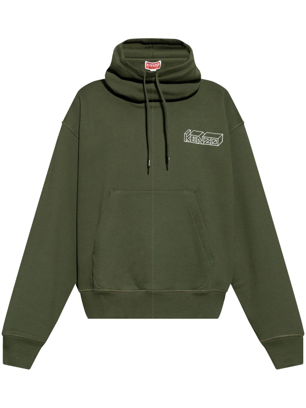 Kenzo logo刺绣连帽衫 - 绿色
