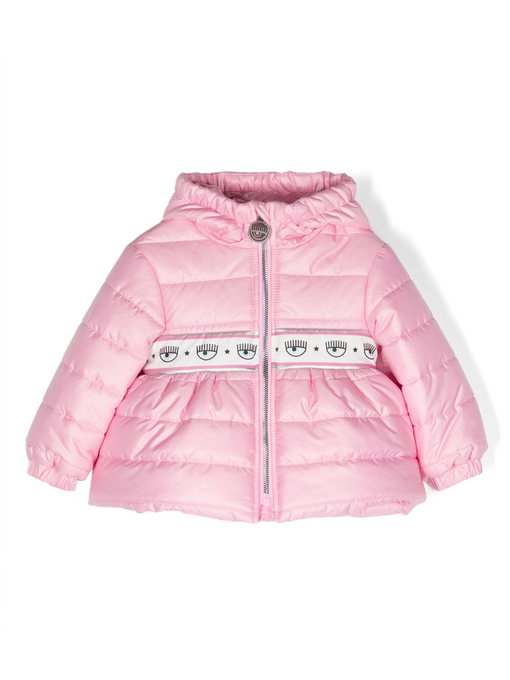Chiara Ferragni Kids Eyelike 图案填充连帽夹克 - 粉色