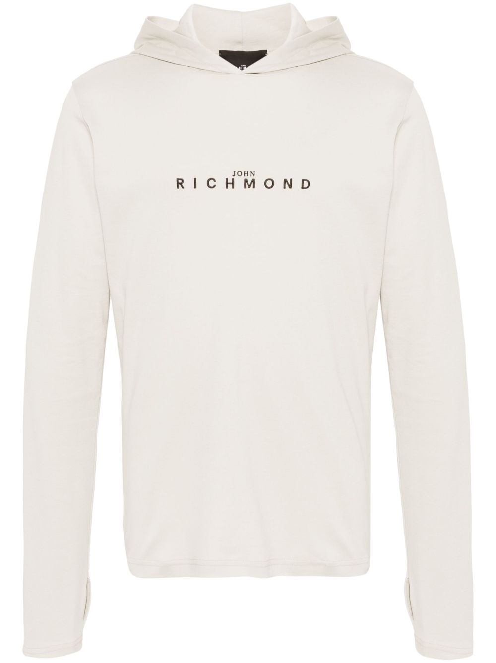 John Richmond logo刺绣平纹针织连帽衫 - 中性色