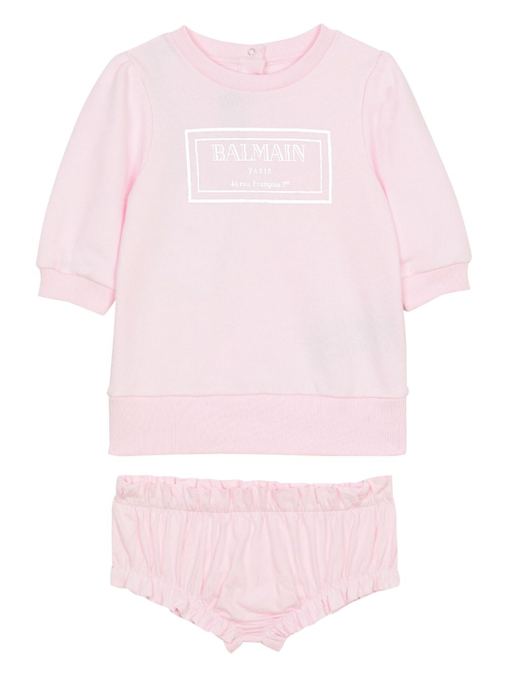 Balmain Kids logo印花T恤套装 - 粉色
