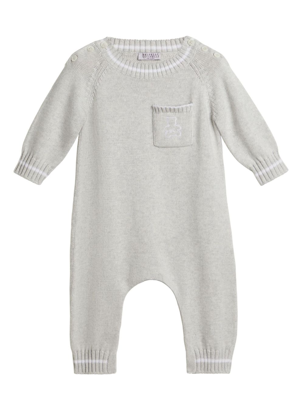 Brunello Cucinelli Kids 密织棉连体衣 - 灰色