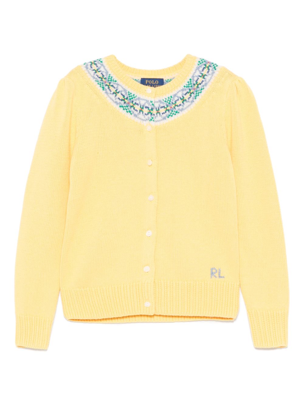 POLO RALPH LAUREN KIDS 嵌花图案开衫 - 黄色