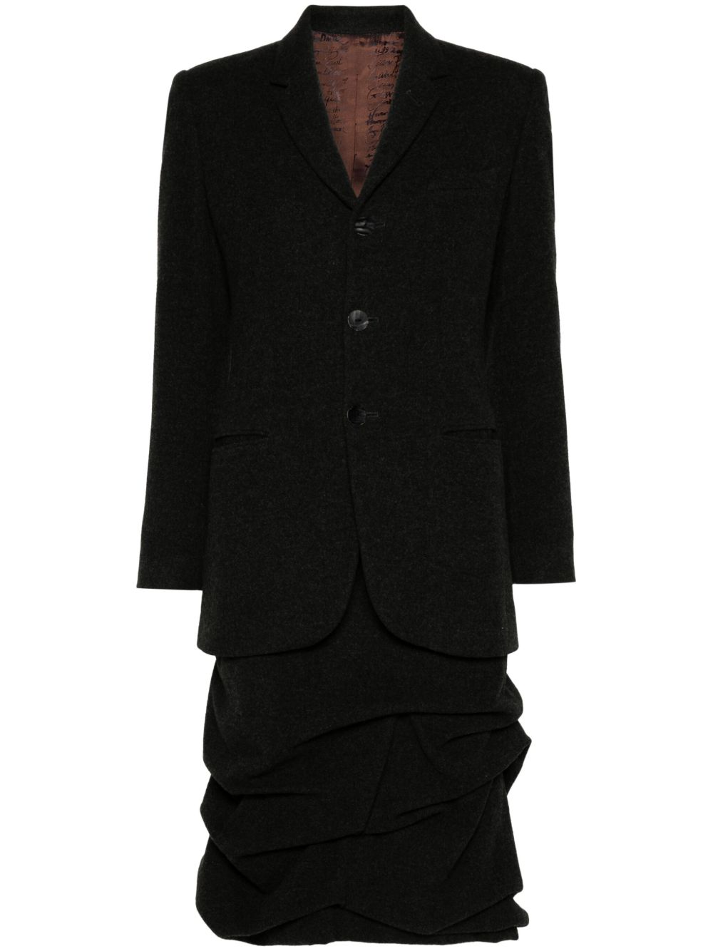 Jean Paul Gaultier Pre-Owned 缩褶细节半身裙西装套装（1990年代典藏款） - 黑色