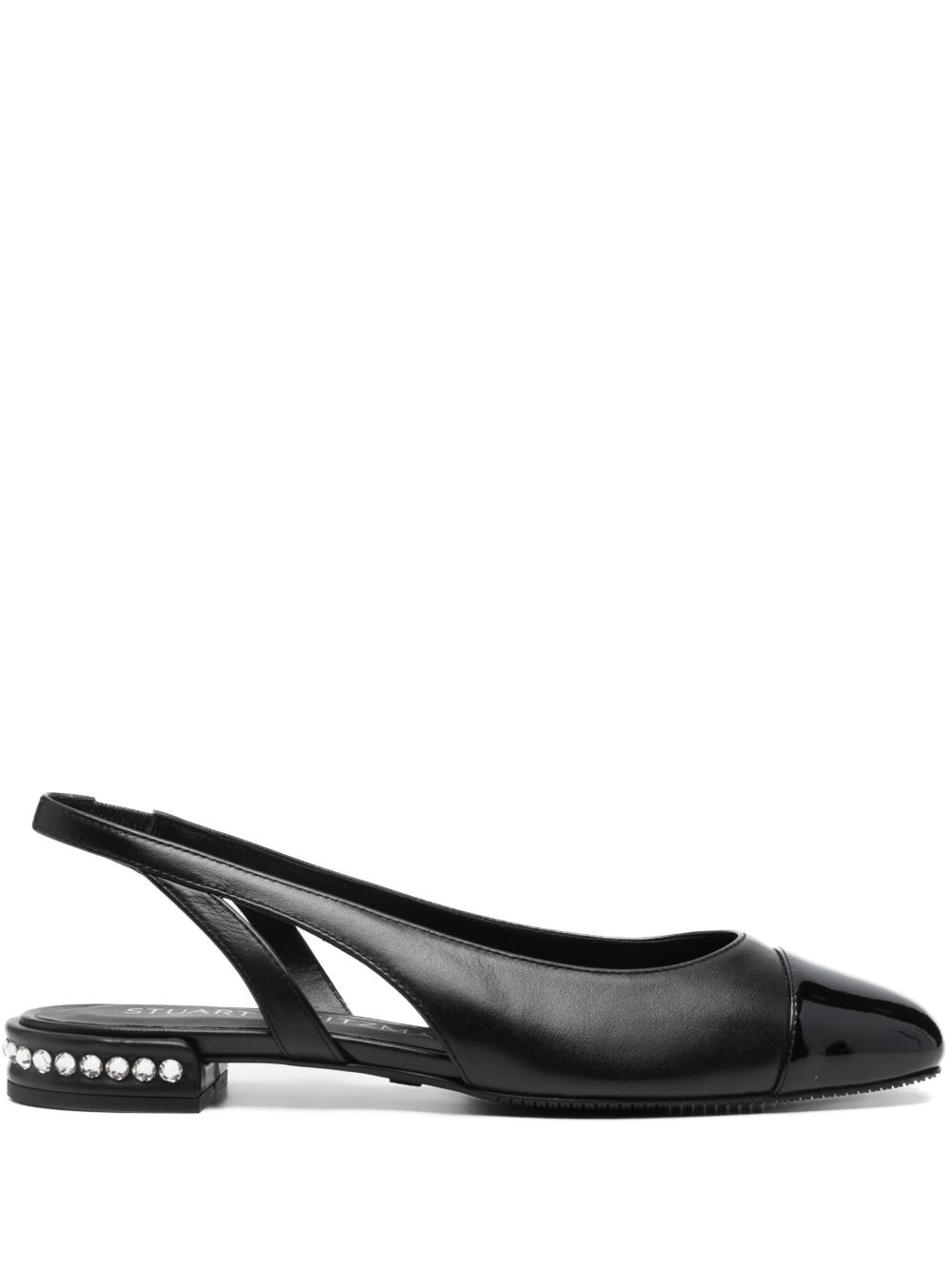 Stuart Weitzman Crystal Slingback 皮质芭蕾平底鞋 - 黑色