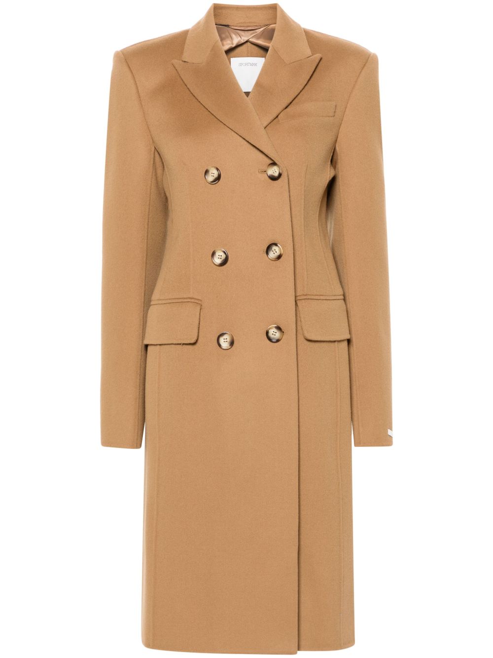 Sportmax 双排扣羊毛外套 - 褐色