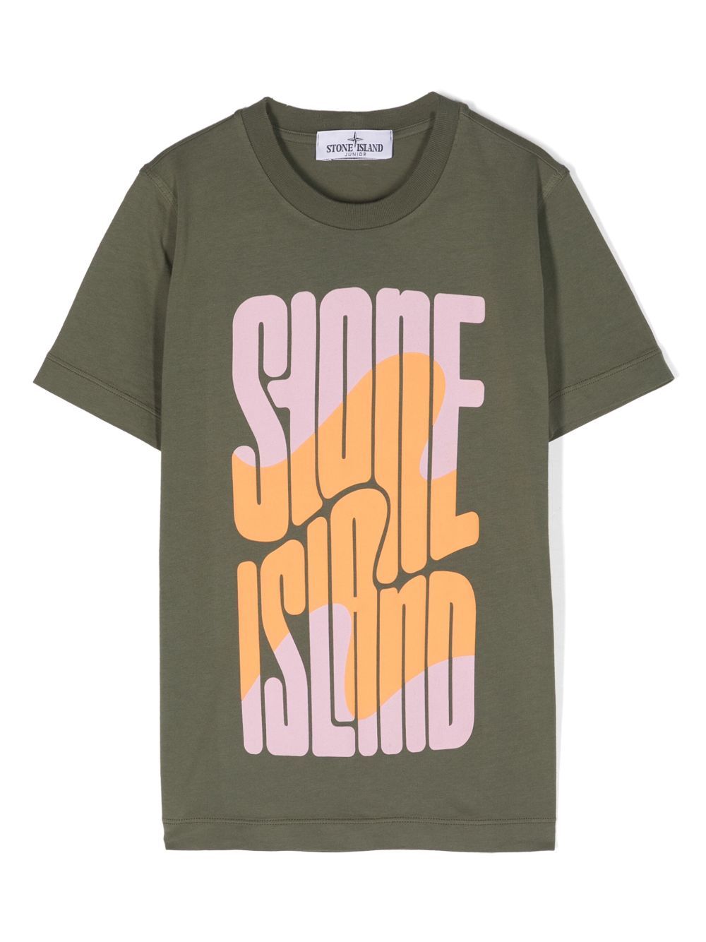 Stone Island Junior logo印花棉T恤 - 绿色