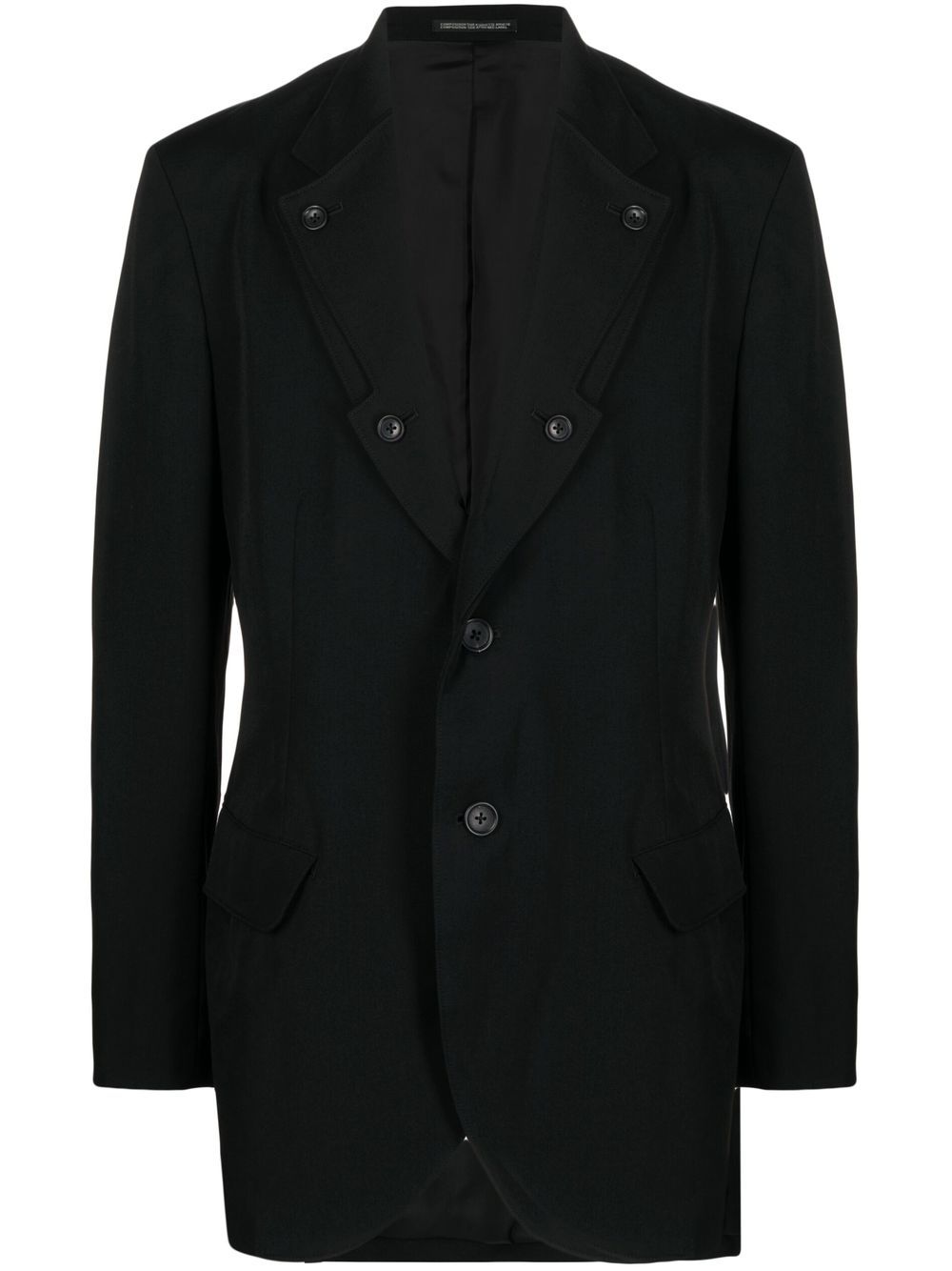Yohji Yamamoto 单排扣贴身西装夹克 - 黑色