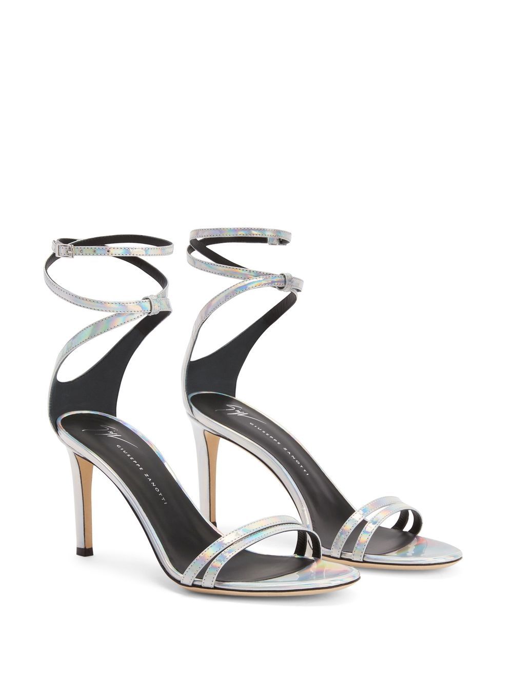 Giuseppe Zanotti 金属感效果皮质高跟凉鞋 - 银色