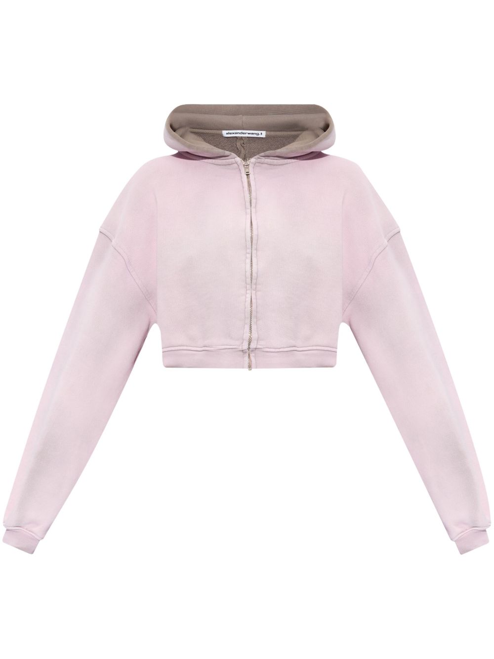 Alexander Wang 拉链短款连帽衫 - 粉色
