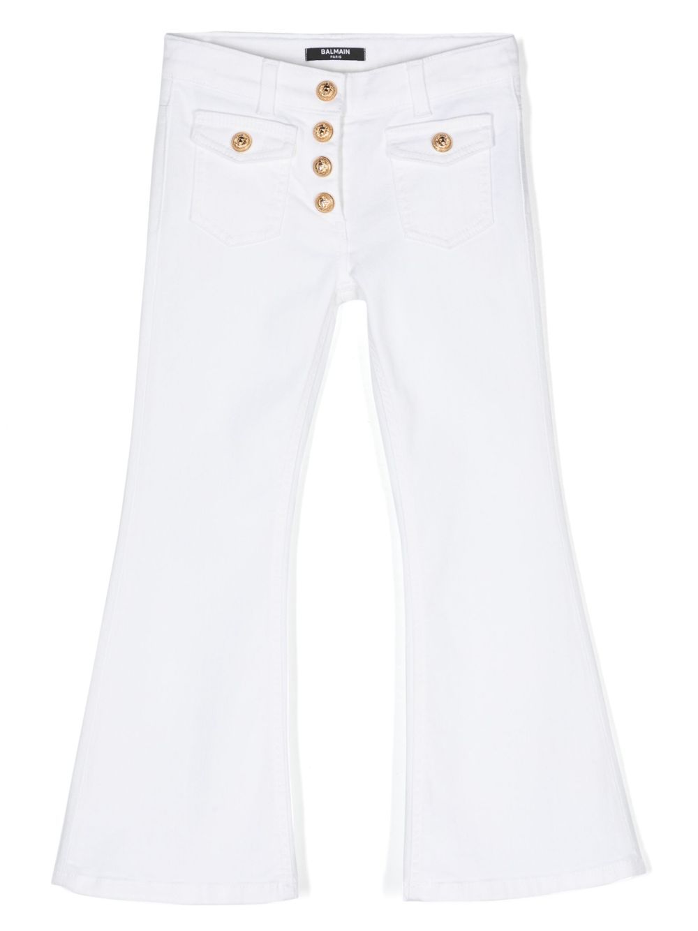 Balmain Kids 中腰喇叭牛仔裤 - 白色