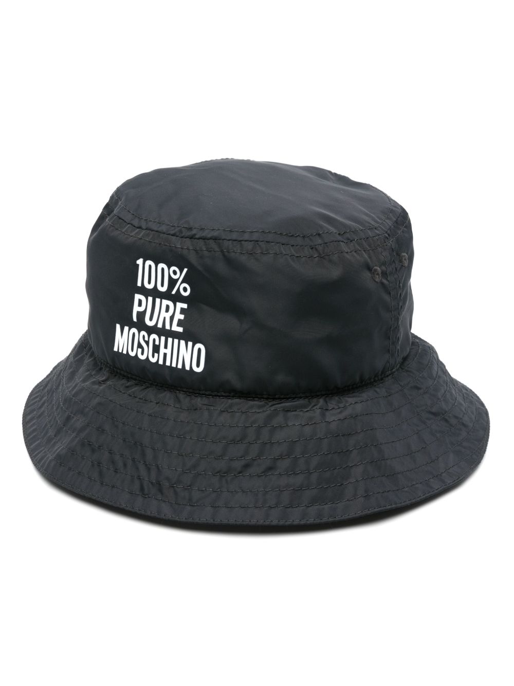 Moschino logo印花宽松渔夫帽 - 黑色