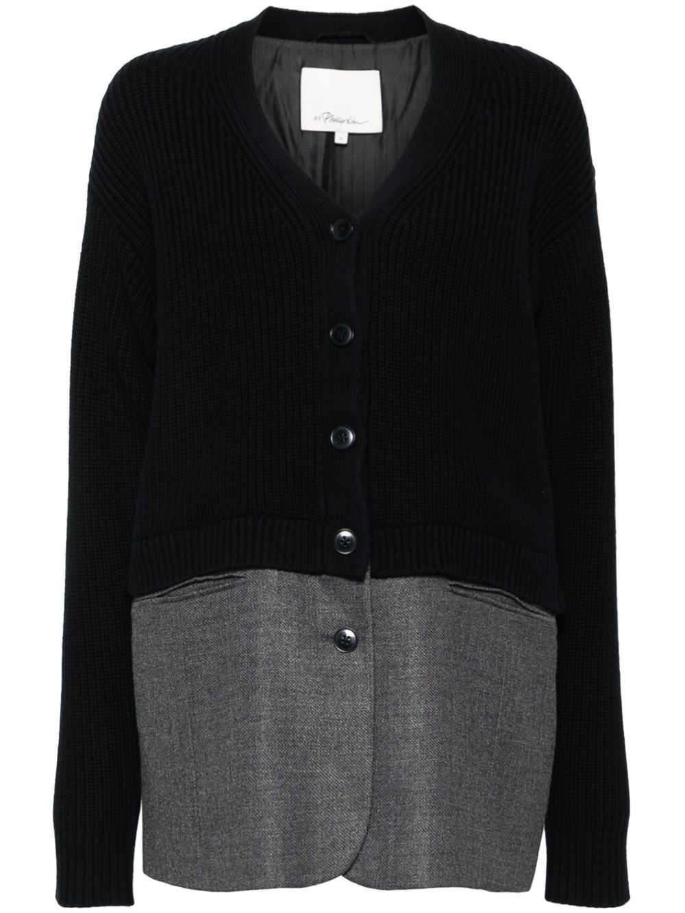 3.1 Phillip Lim 西装夹克式下摆混搭设计开衫 - 蓝色
