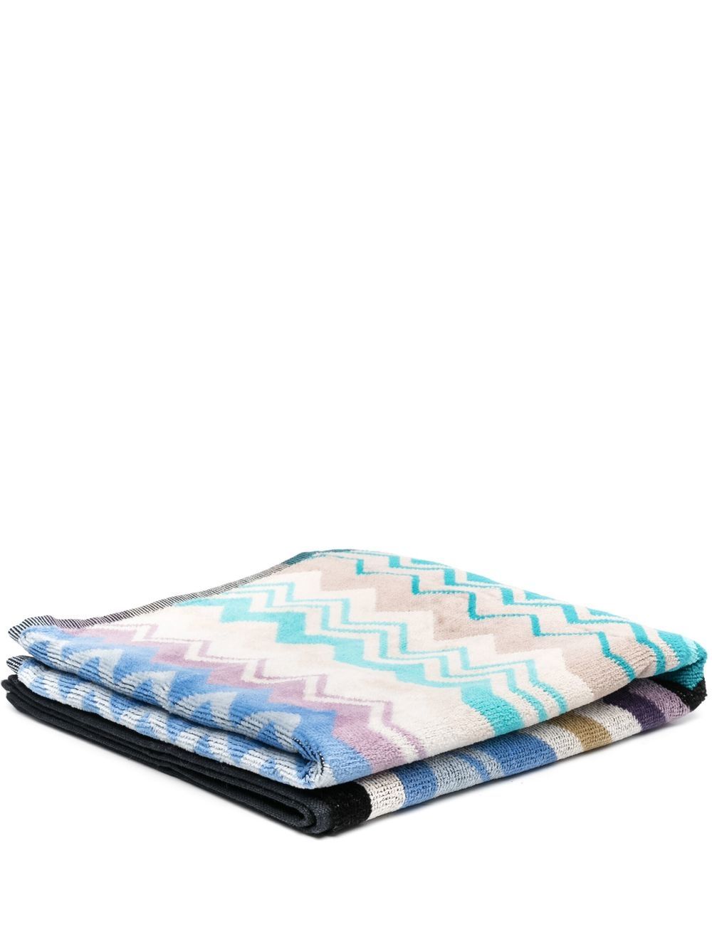 Missoni Home Giacomo Z字形图案浴巾 - 蓝色