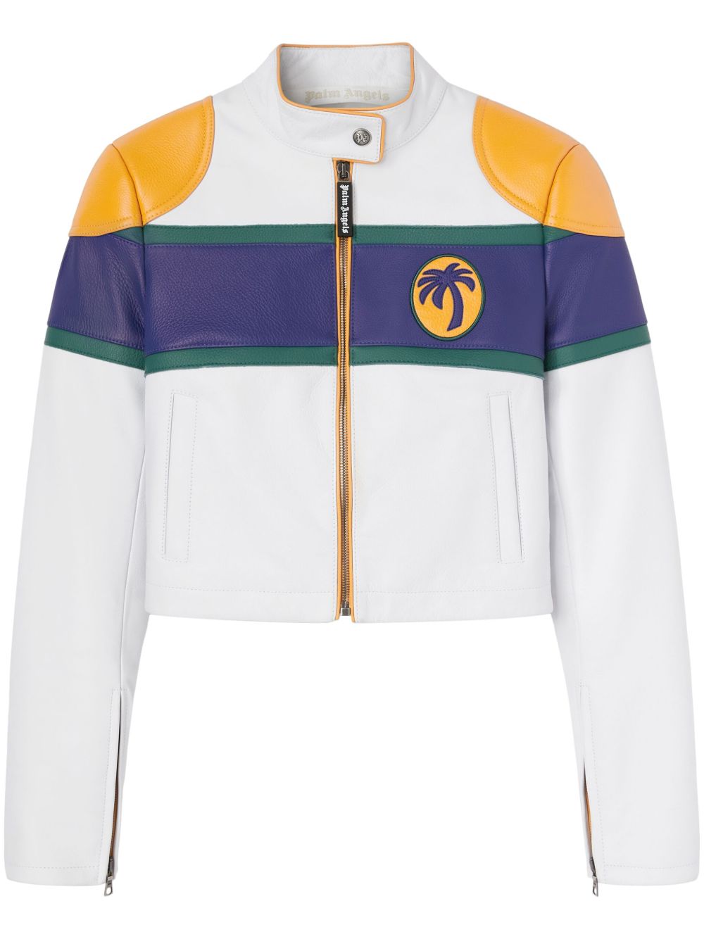 Palm Angels Classic logo皮质机车夹克 - 白色
