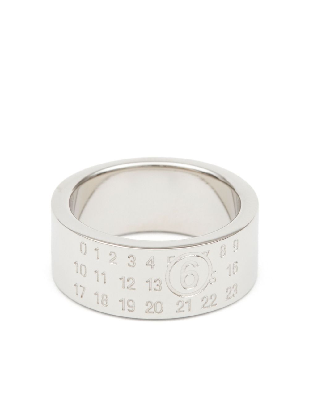 MM6 Maison Margiela Numeric 雕刻抛光戒指 - 银色