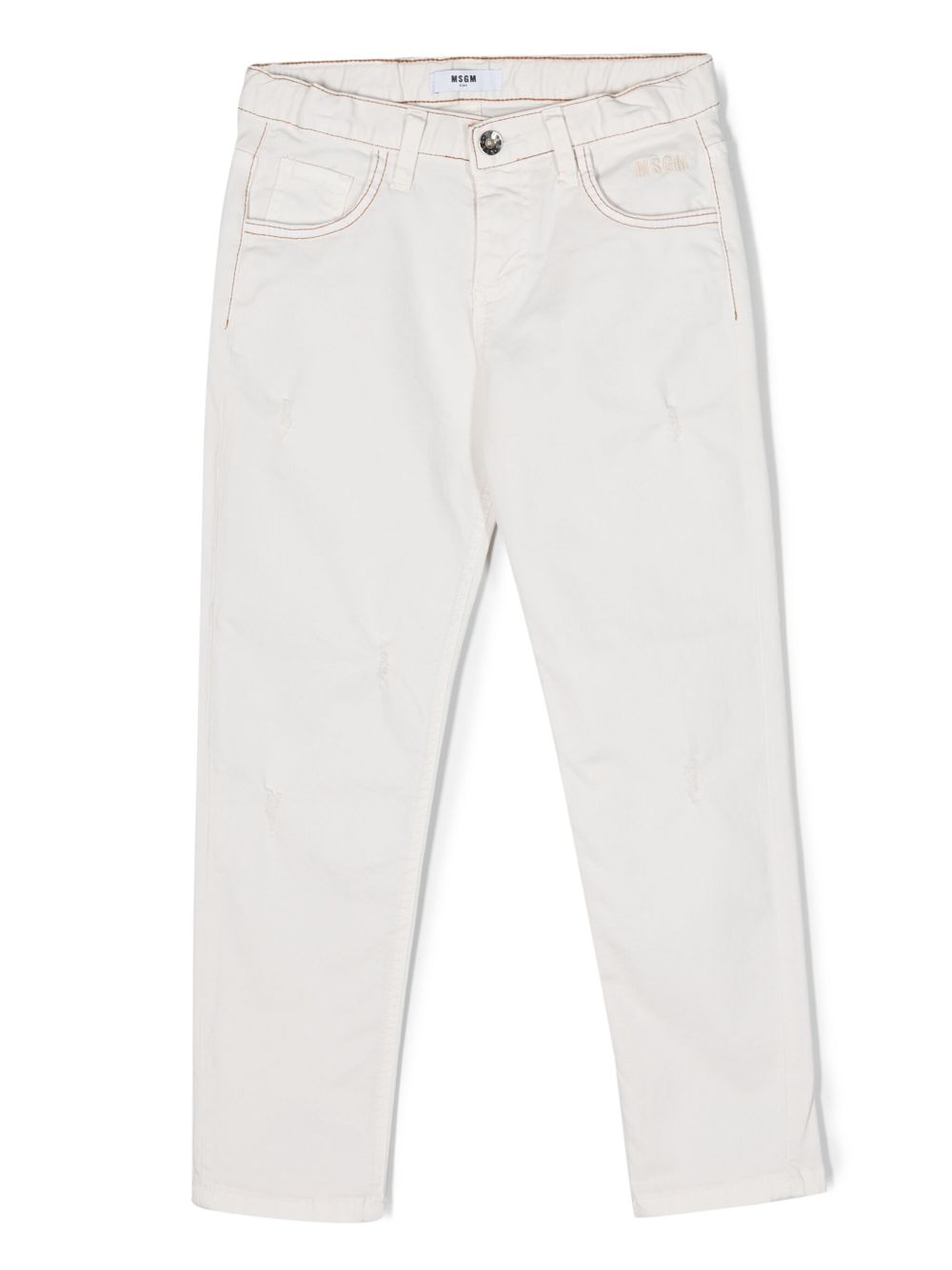 MSGM Kids 五口袋直筒长裤 - 中性色