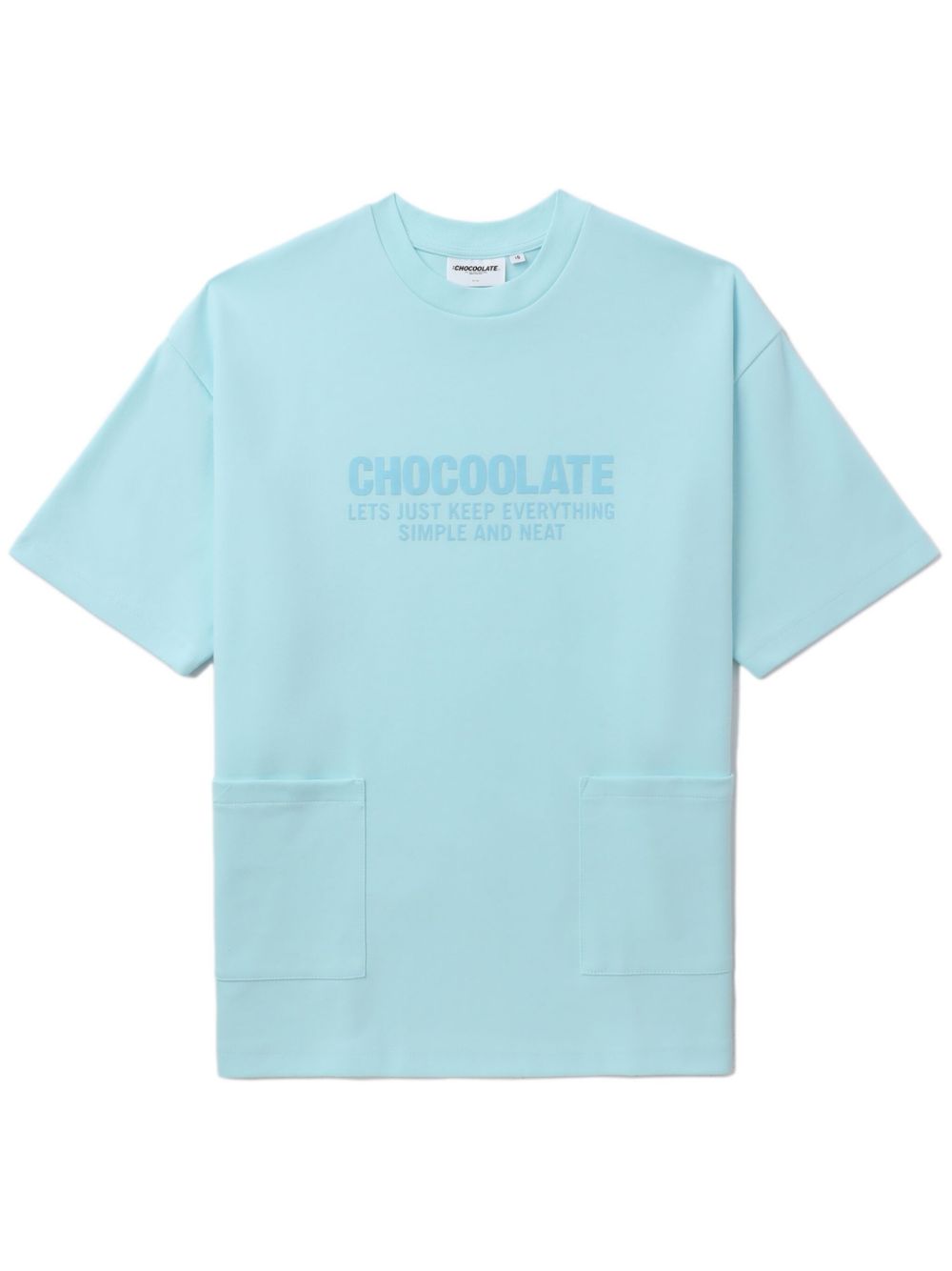CHOCOOLATE logo印花棉混纺T恤 - 蓝色