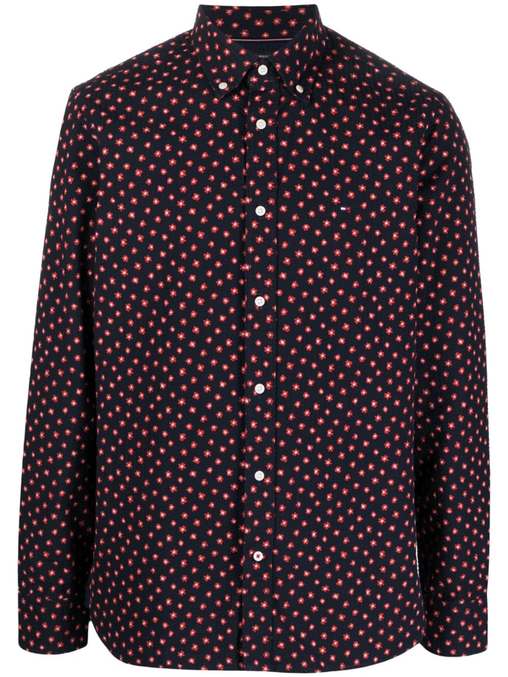 Tommy Hilfiger logo刺绣花卉印花衬衫 - 蓝色