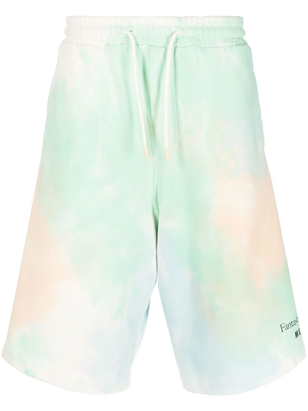 MSGM logo印花扎染短裤 - 绿色