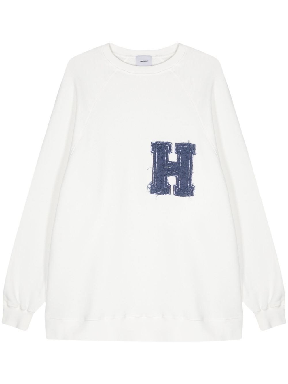 Halfboy logo贴花棉长款卫衣 - 白色