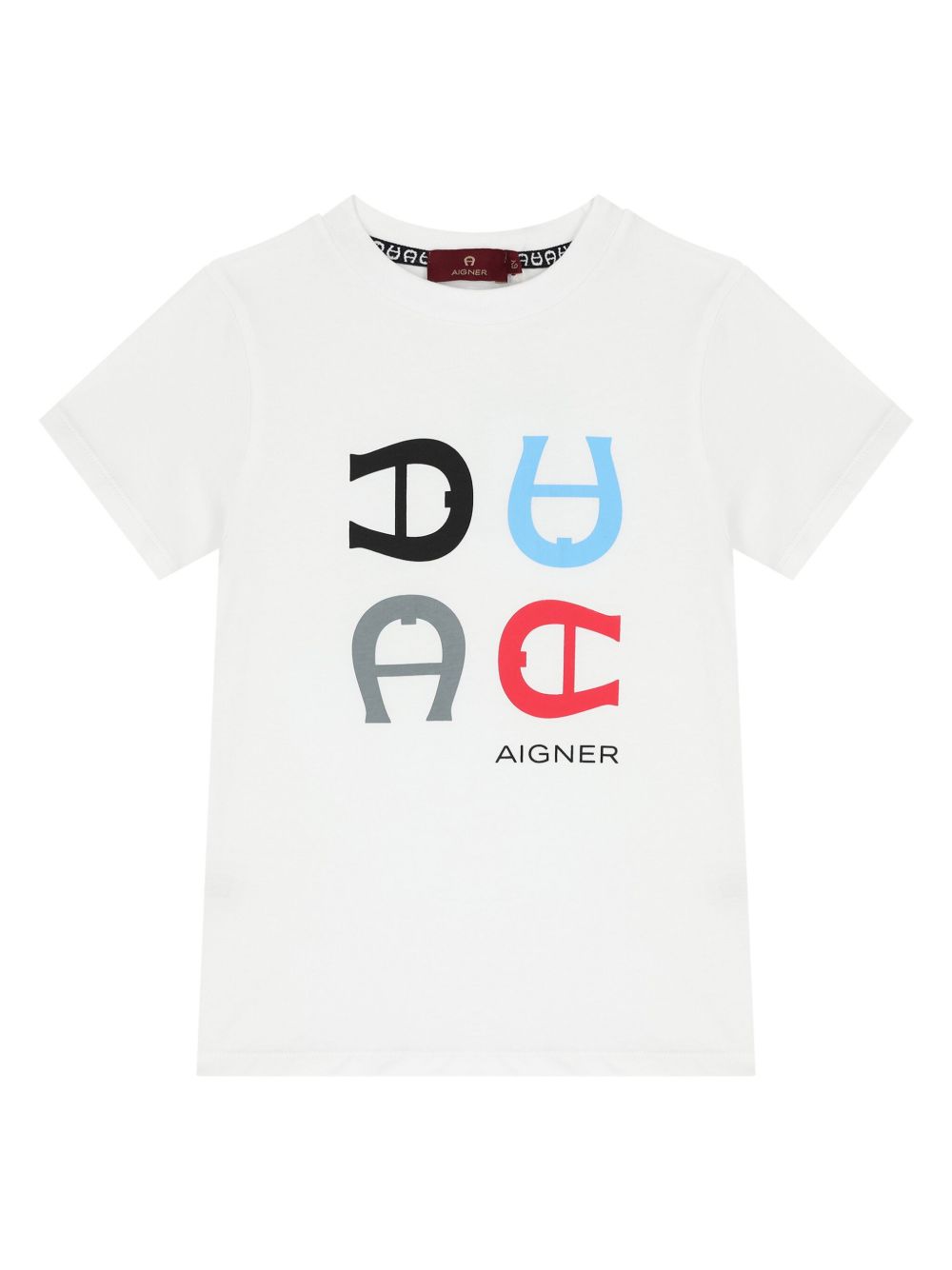 Aigner Kids logo印花棉T恤 - 白色