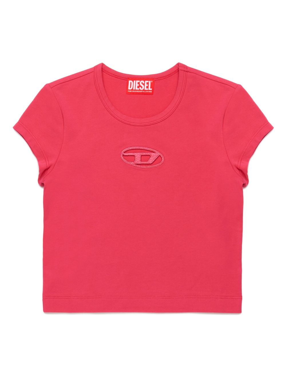 Diesel Kids Oval D logo T恤 - 粉色