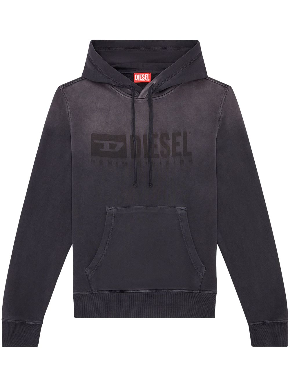 Diesel logo印花棉连帽衫 - 黑色