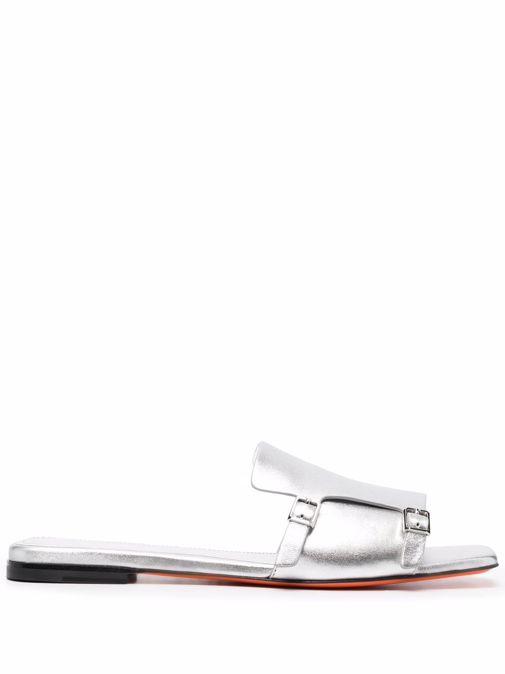 Santoni 金属感套穿式皮质凉鞋 - 银色
