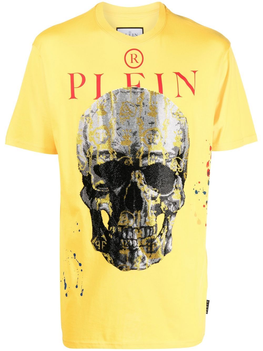 Philipp Plein 骷髅头印花短袖T恤 - 黄色