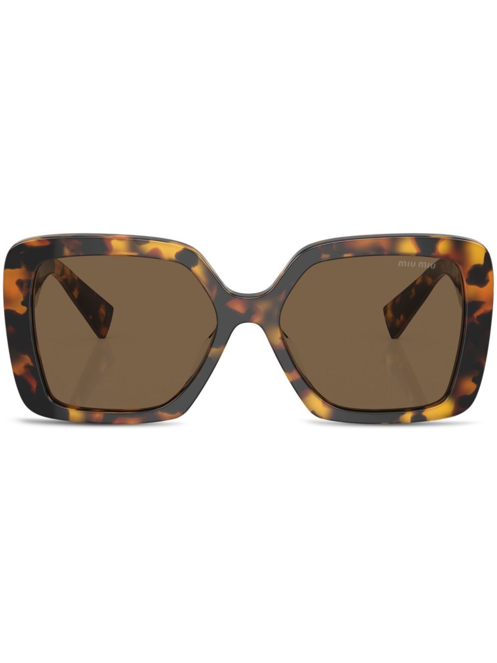 Miu Miu Eyewear 玳瑁纹效果超大框太阳眼镜 - 褐色