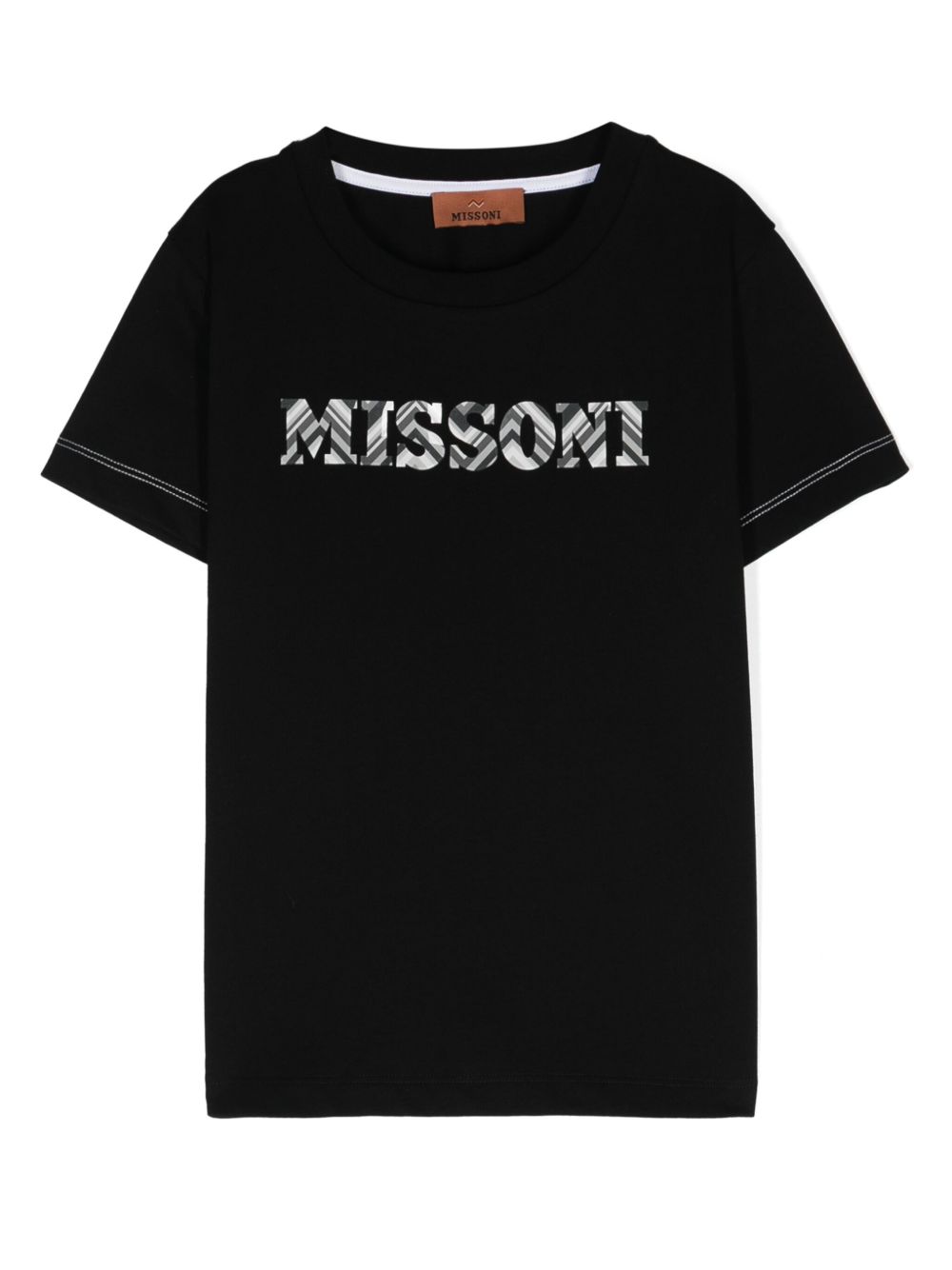 Missoni Kids logo印花T恤 - 黑色