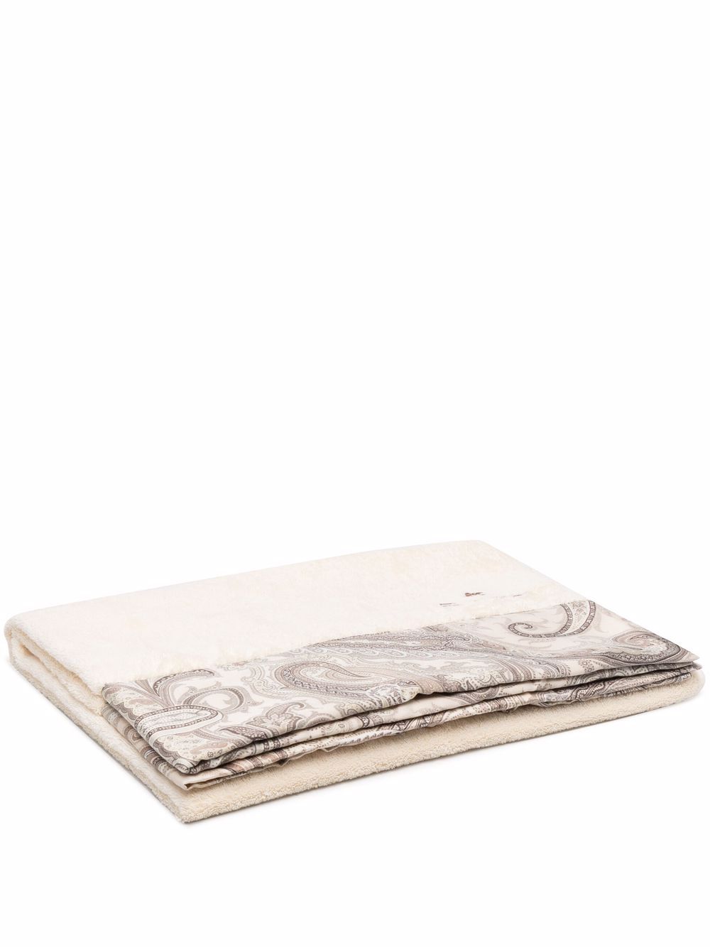 ETRO HOME 佩斯理印花刺绣logo毛巾 - 白色