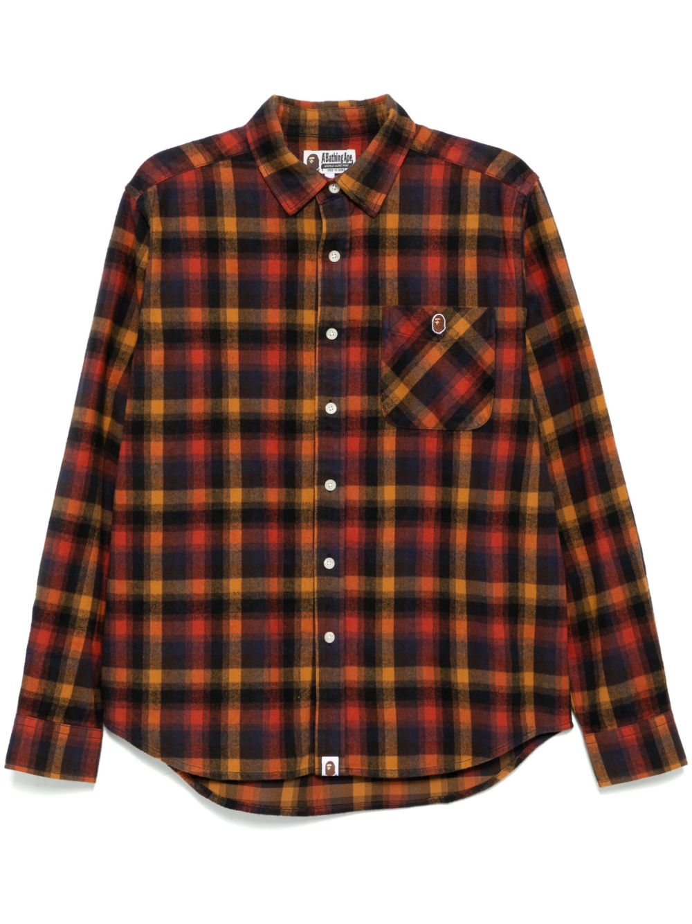 A BATHING APE® 格纹法兰绒衬衫 - 橘色