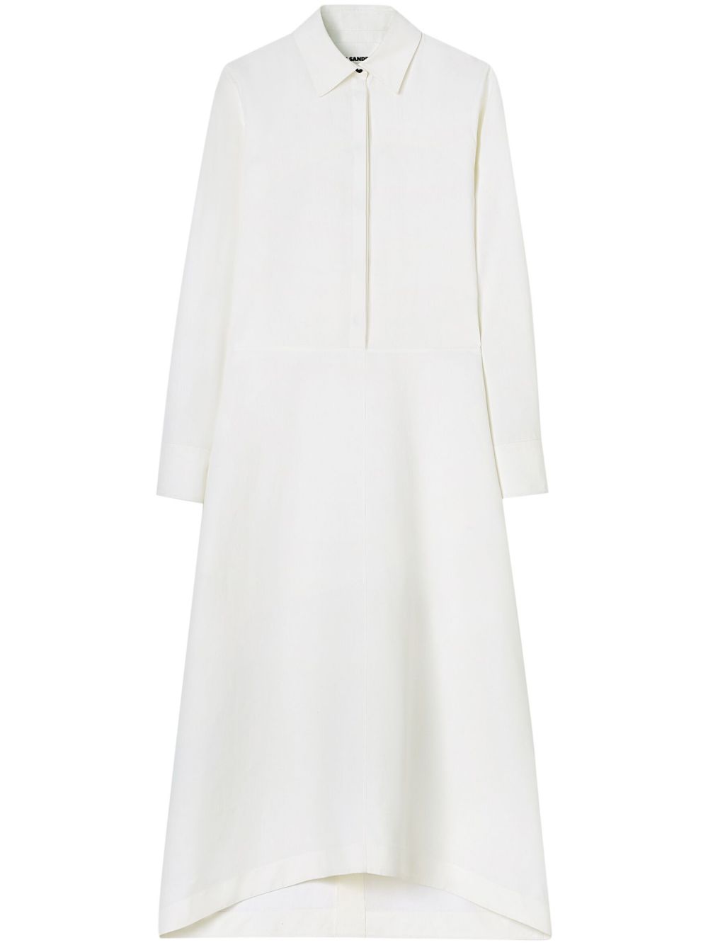 Jil Sander 长袖棉长袖连衣裙 - 白色