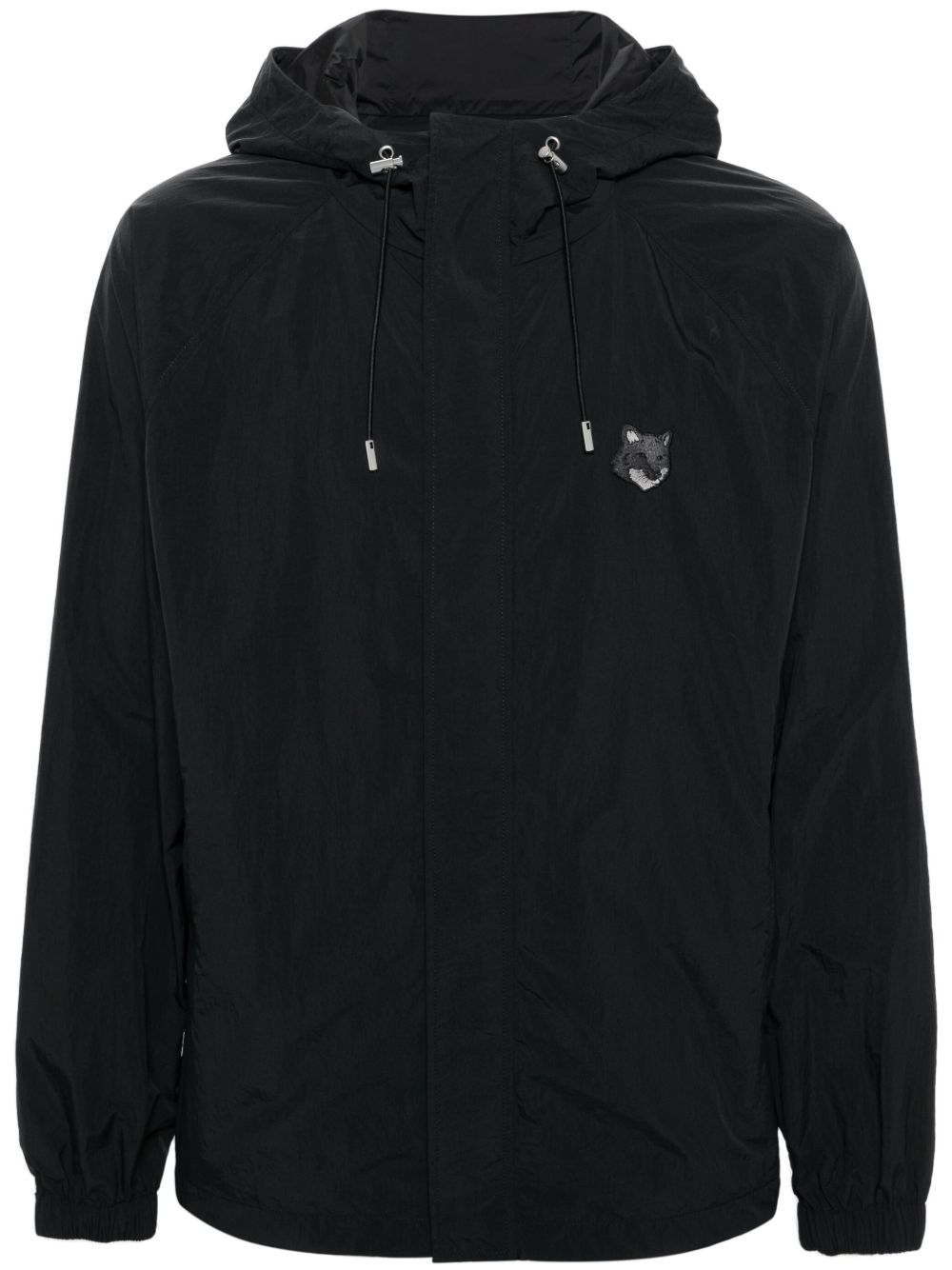 Maison Kitsuné 褶皱连帽防风衣 - 黑色