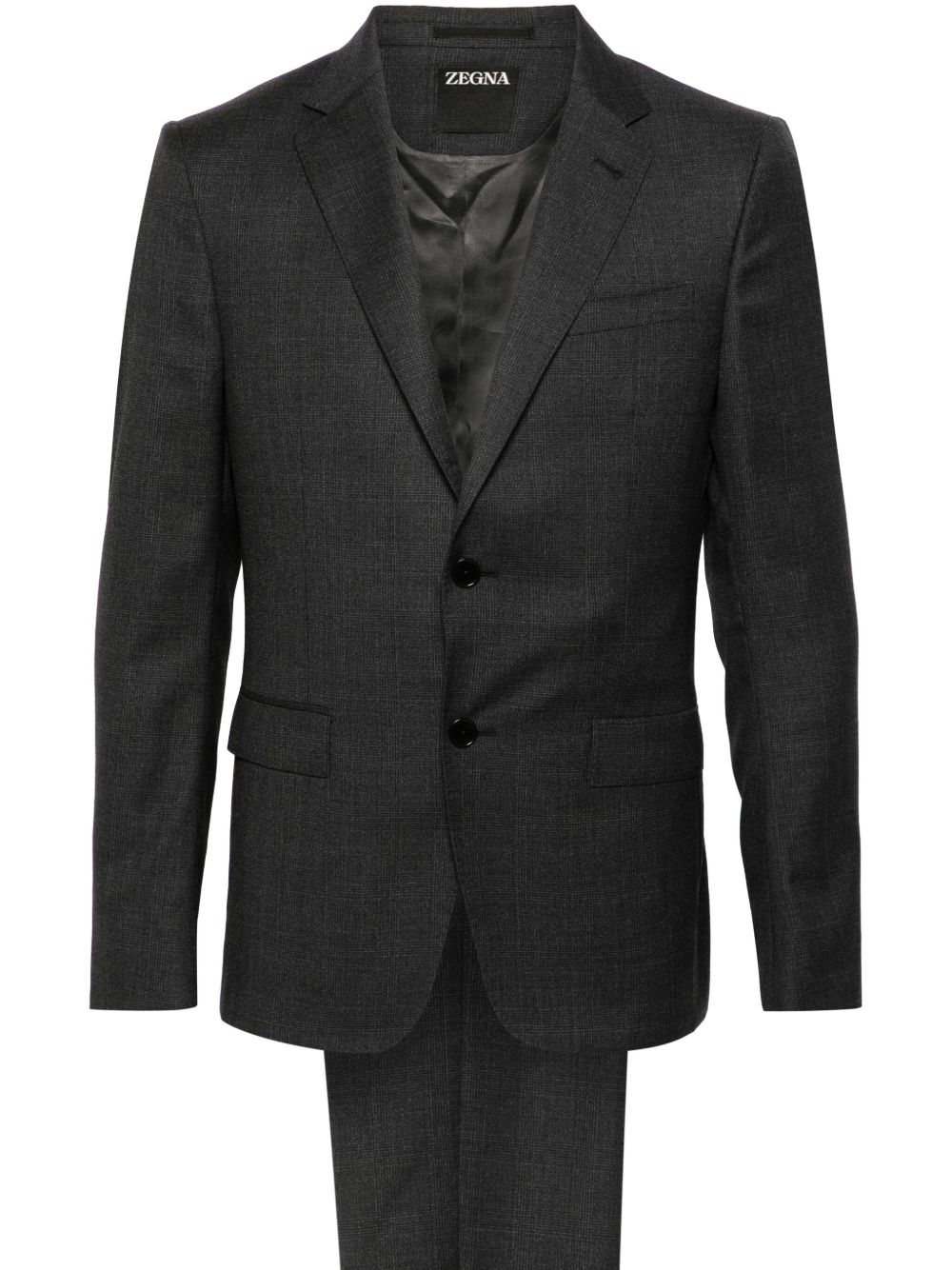 Zegna 格纹西装套装 - 灰色