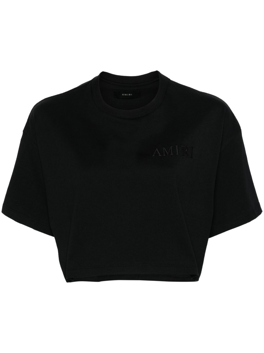 AMIRI logo刺绣短款T恤 - 黑色