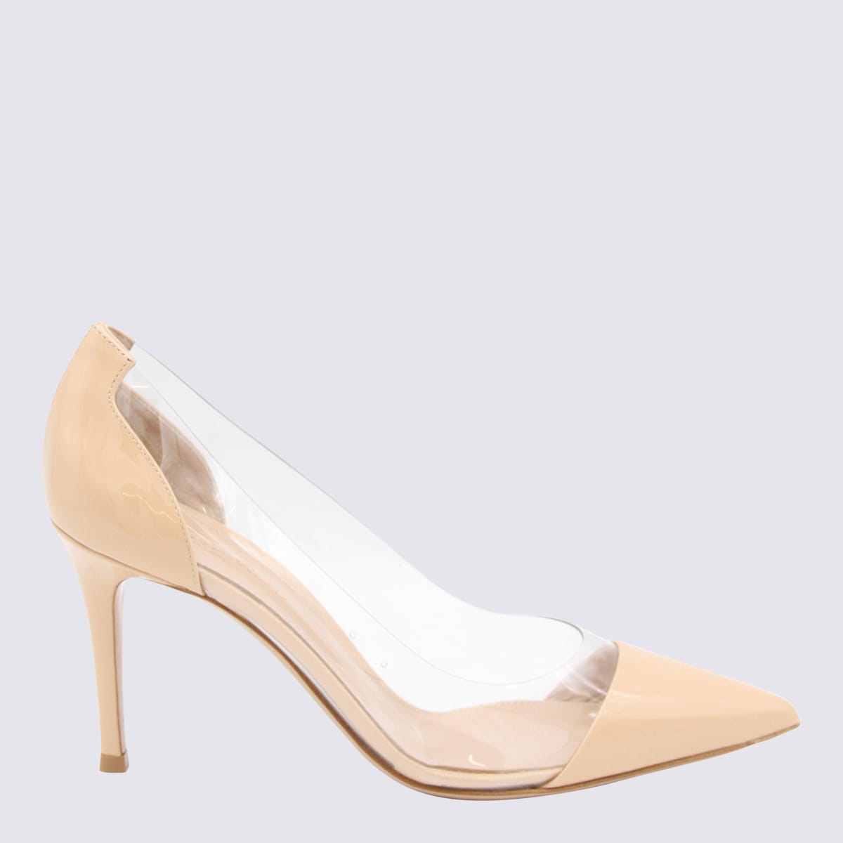 Gianvito Rossi Nude Leather Plexi Pumps