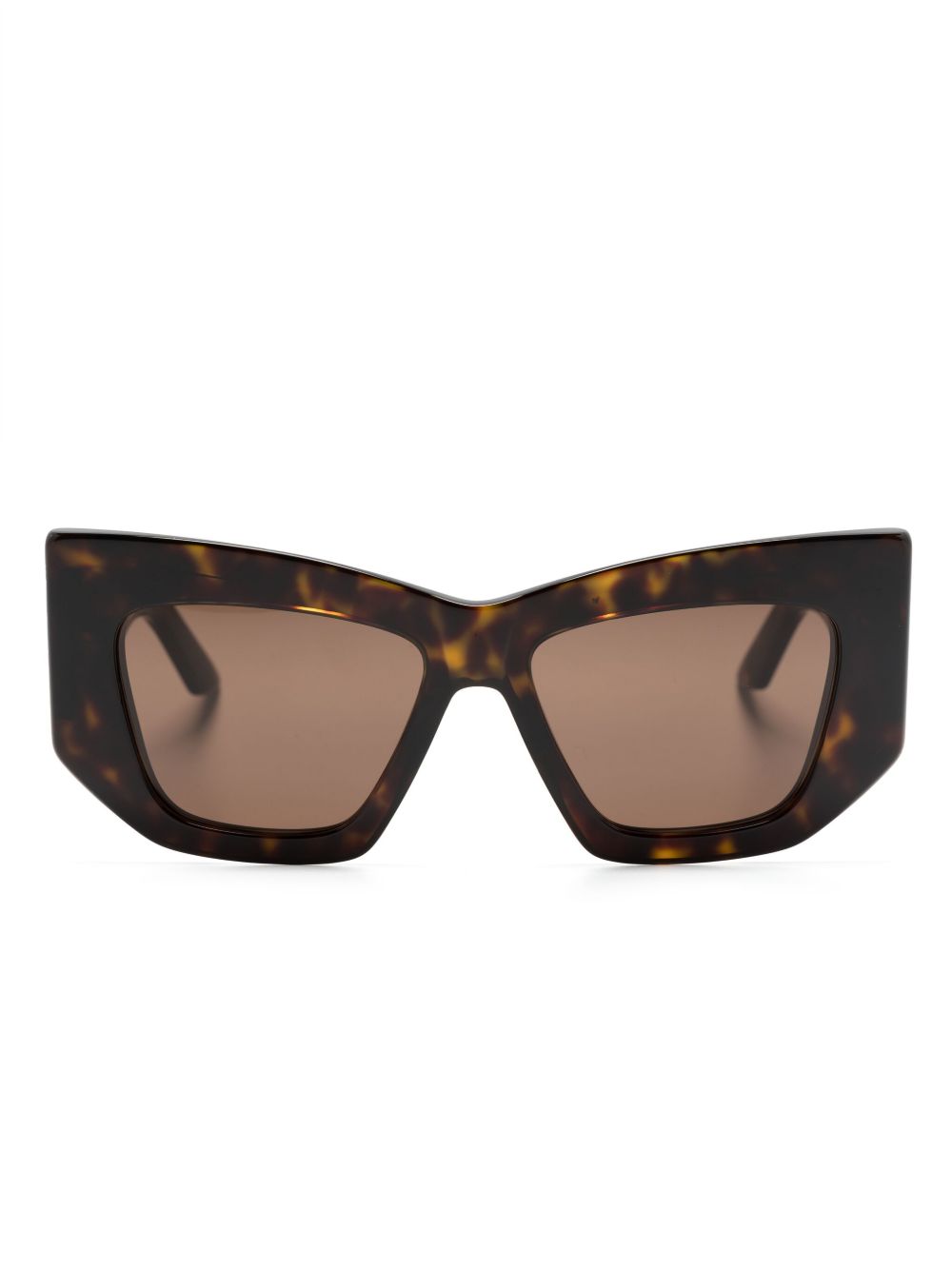 Alexander McQueen Eyewear 玳瑁纹几何形框太阳眼镜 - 褐色