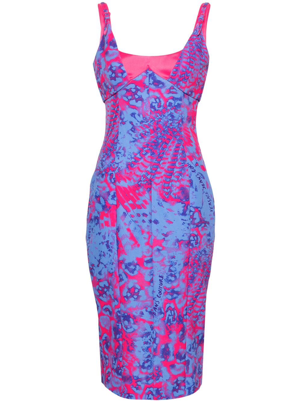 Versace Jeans Couture Animalier 紧身中长连衣裙 - 蓝色