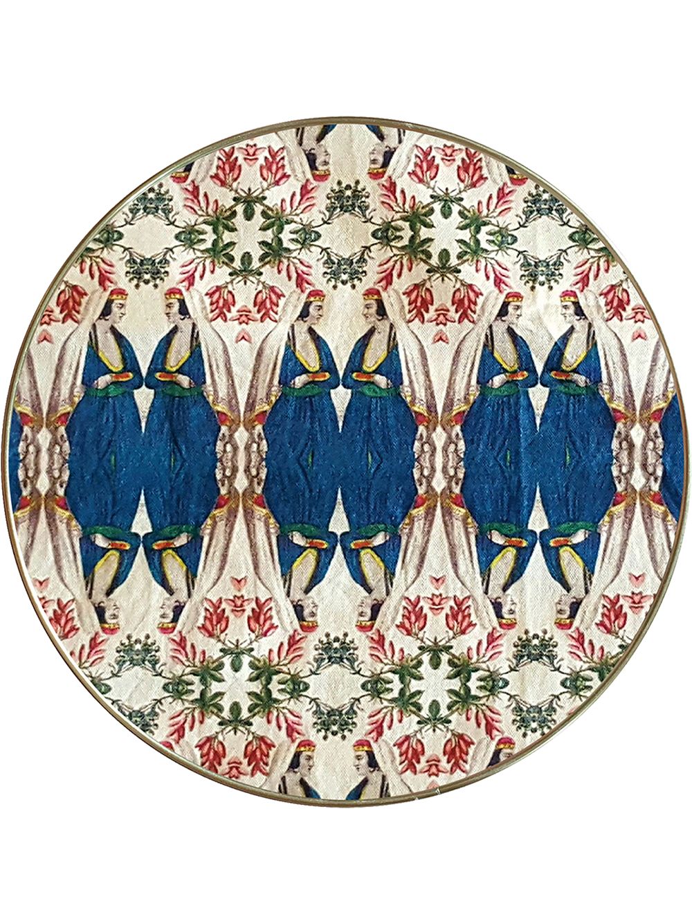 Les-Ottomans Patch NYC 圆形托盘 - 蓝色