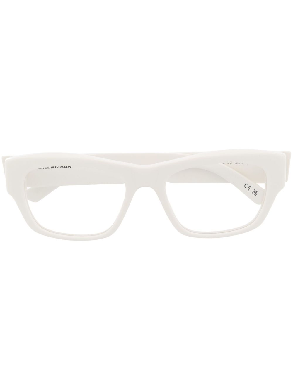 Balenciaga Eyewear logo印花长方形镜框眼镜 - 白色