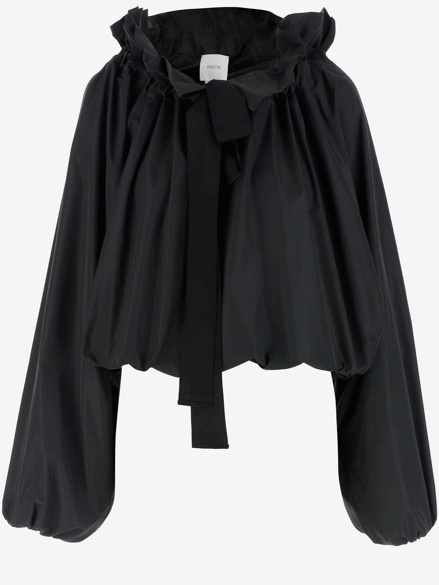 Patou Gros Grain Top With Gathered Collar