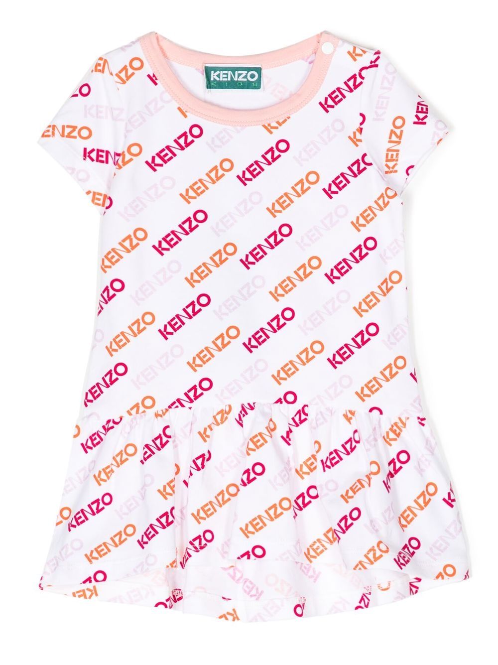 Kenzo Kids logo印花T恤式连衣裙 - 白色