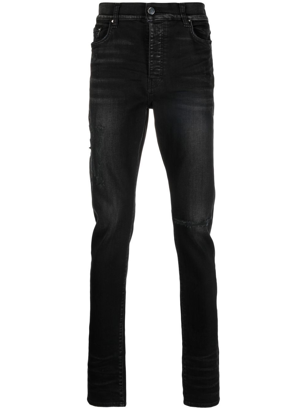 AMIRI logo刺绣紧身牛仔裤 - 黑色