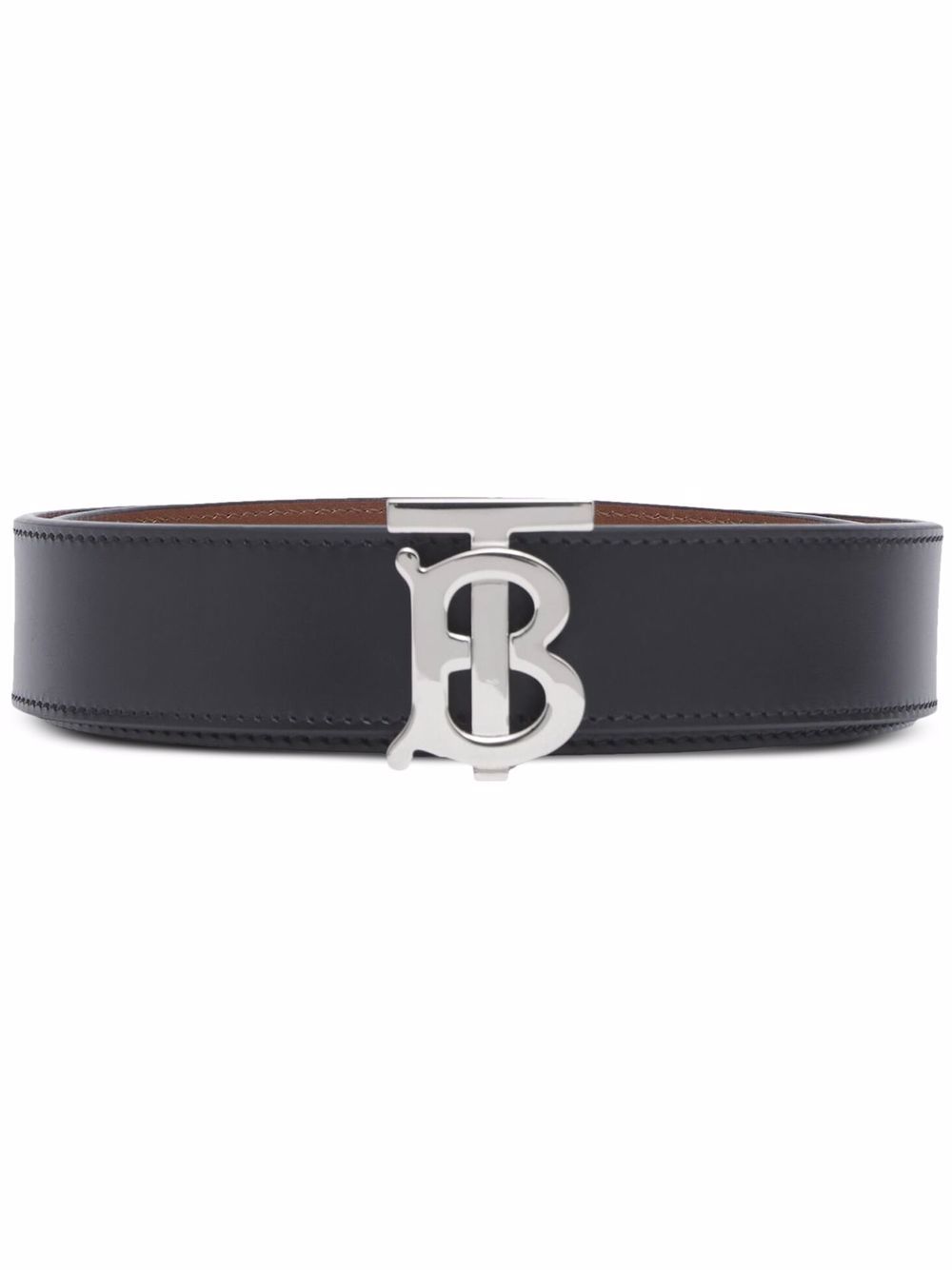 Burberry 博柏利 Monogram 扣环双面皮质腰带 - 黑色