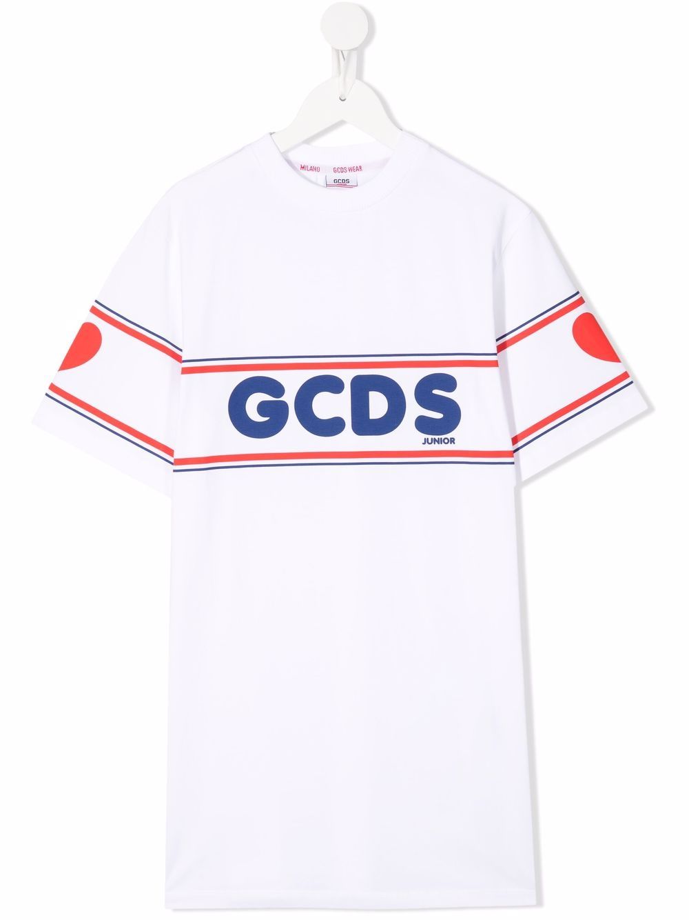 Gcds Kids logo印花T恤式连衣裙 - 白色